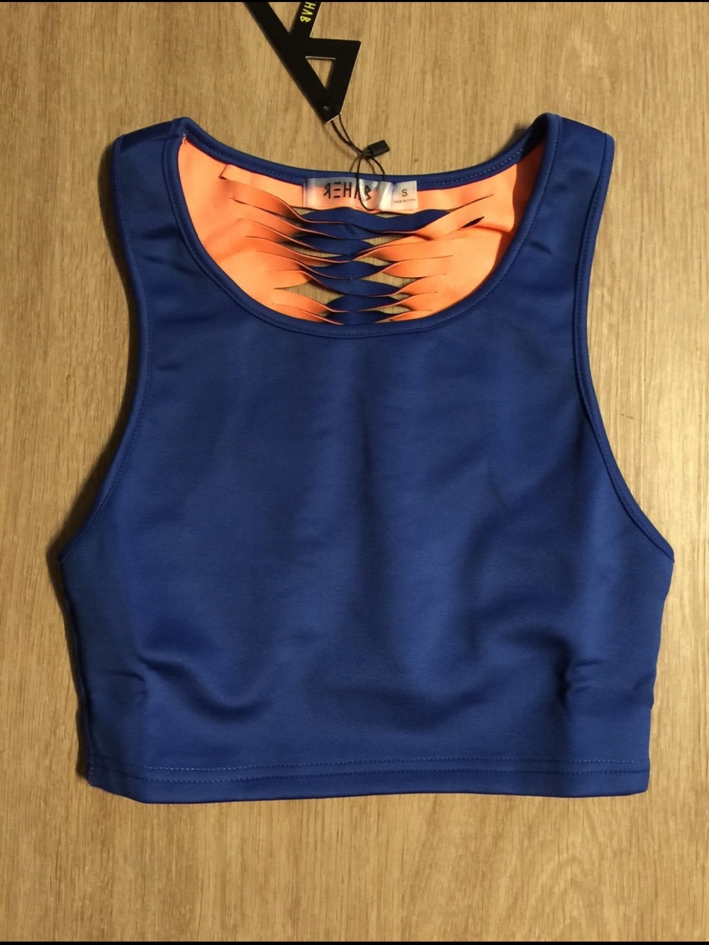 Rehab Royal Blue Crop Top with Orange Accent